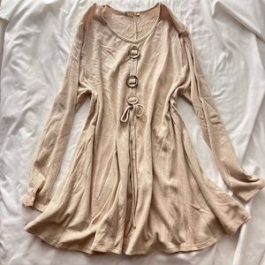 Beyond Capri Italian Lagenlook Tunic Top Boho Buckle Front OS